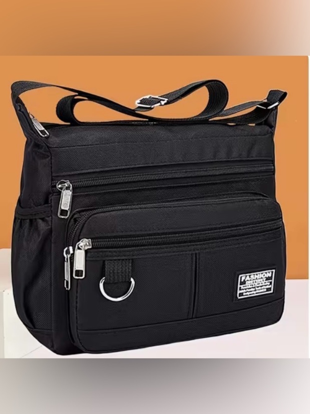 Black Unisex Multi-Pocket Crossbody Bag
